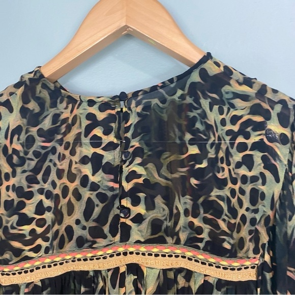 Anthropologie Blnk Miranda‎ Joelle Blouse Long Sleeve Camo Green Sz S - Picture 6 of 6